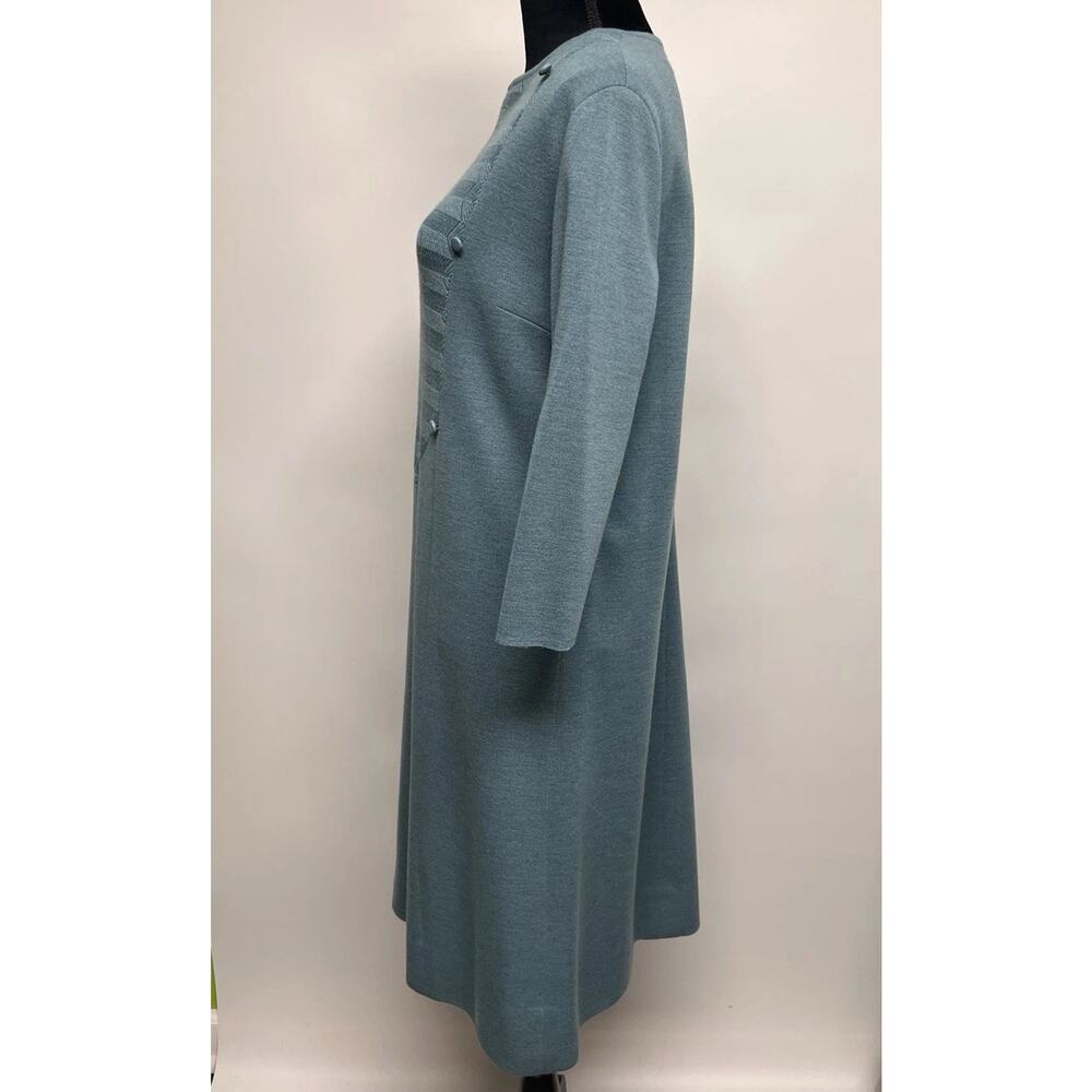 Vintage 40s Wool Knit Sweater Dress & Matching Coat 1940s Made In Italy Sz 14 - Picture 9 of 16
